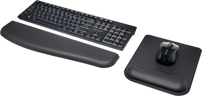 Kensington Mousepad with ErgoSoft Wrist Rest Support for Home Office, Black - Mouse mat, Gel-cushioned non-slip padding, Aids Wrist Alignment, Certified for safety and Compliance