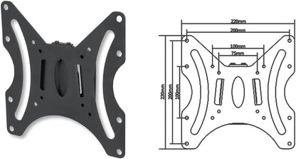 Manhattan TV & Monitor Mount, Wall, Fixed, 1 screen, Screen Sizes: 23-42", Black, VESA: 75x75 to 200x200mm, Max 30kg,