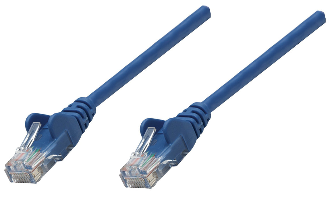 Intellinet Network Patch Cable, Cat5e, 1.5m, Blue, CCA, U/UTP, PVC, RJ45, Gold Plated Contacts, Snagless, Booted, Polybag 1.5 m Cat5e, U/UTP, CCA Blue