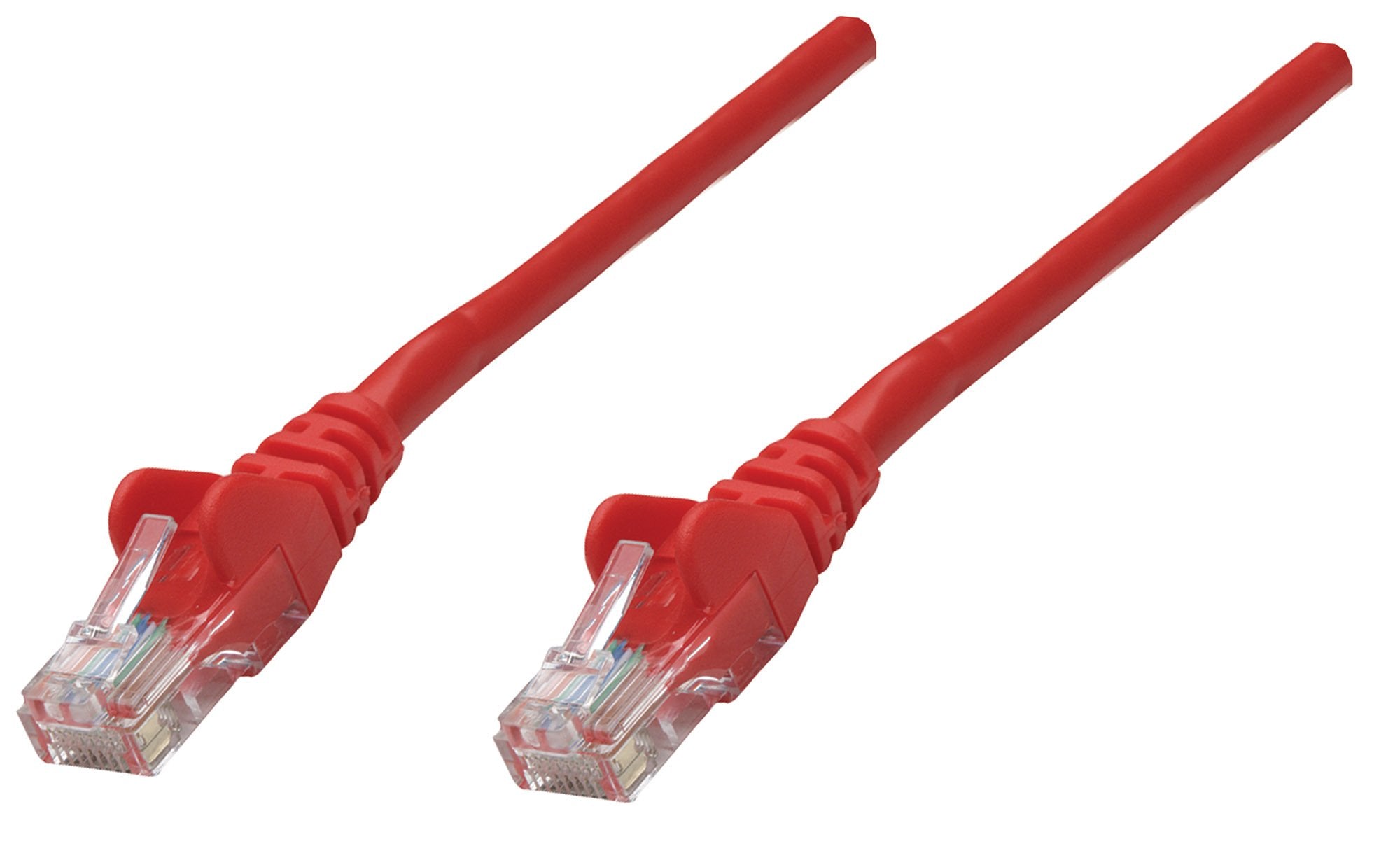 Intellinet Network Patch Cable, Cat6, 0.5m, Red, Copper, U/UTP, PVC, RJ45, Gold Plated Contacts, Snagless, Booted, Polybag 0.5 m Cat6, U/UTP, Copper Red