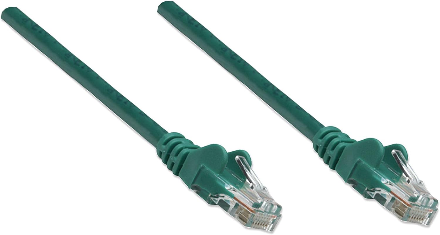 Intellinet Network Patch Cable, Cat6, CCA, U/UTP, PVC, contactos chapados en Oro, sin enganches, con Botas, Bolsa de Polietileno, 1 m, Verde