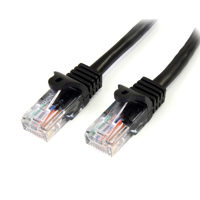StarTech.com 0.5m Black Cat5e Patch Cable with Snagless RJ45 Connectors - Short Ethernet Cable - 0.5 m Cat 5e UTP Cable (45PAT50CMBK