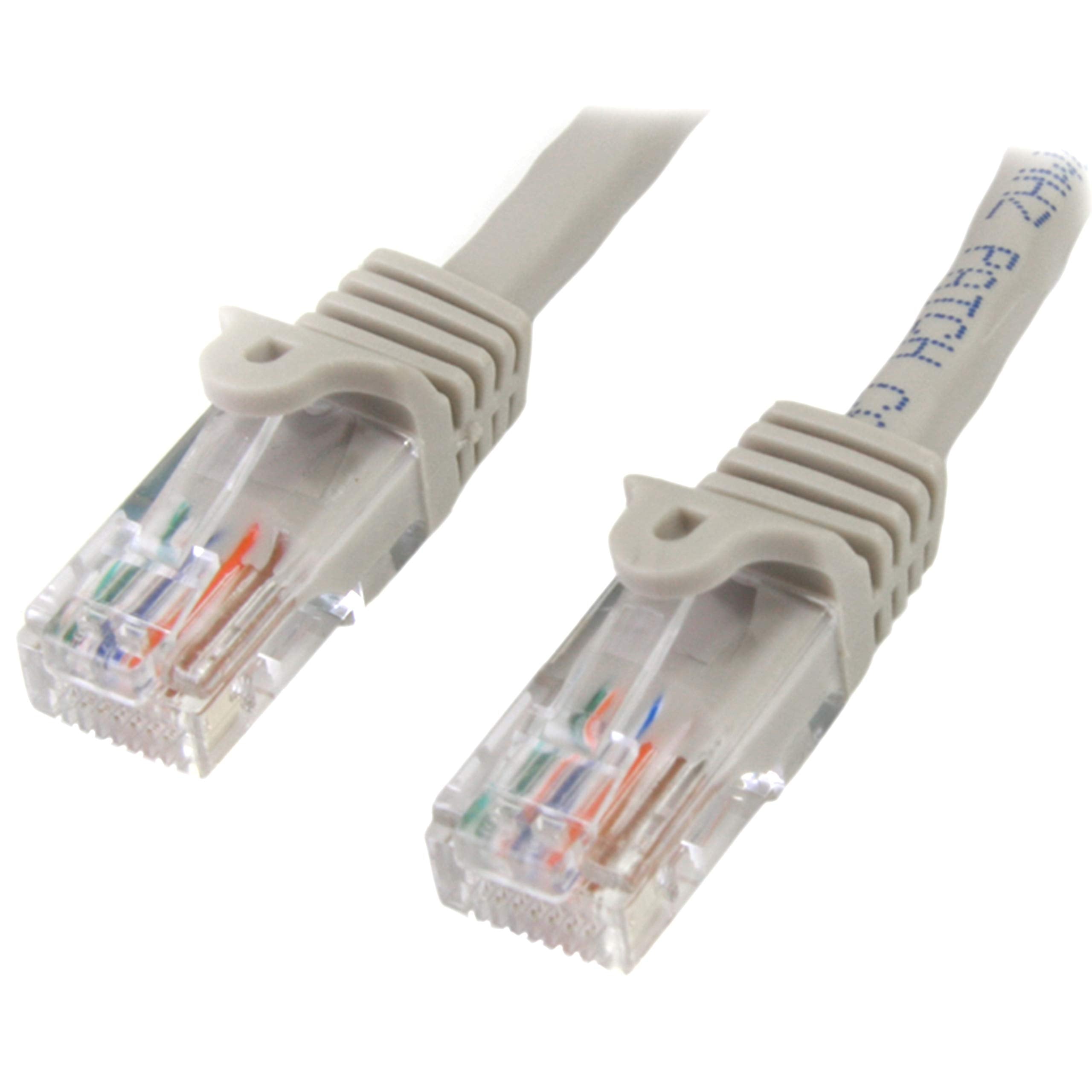 StarTech.com 0.5m Gray Cat5e Patch Cable with Snagless RJ45 Connectors - Short Ethernet Cable - 0.5 m Cat 5e UTP Cable (45PAT50CMGR