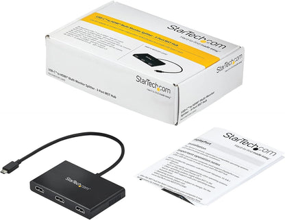 StarTech.com 3-Port USB-C Multi-Monitor Adapter, USB Type-C to 3x HDMI MST Hub, Triple 1080p 60Hz HDMI Laptop Display Extender/Splitter, Extra-Long Built-In Cable, Windows Only (MSTCDP123HD) USB-C DP