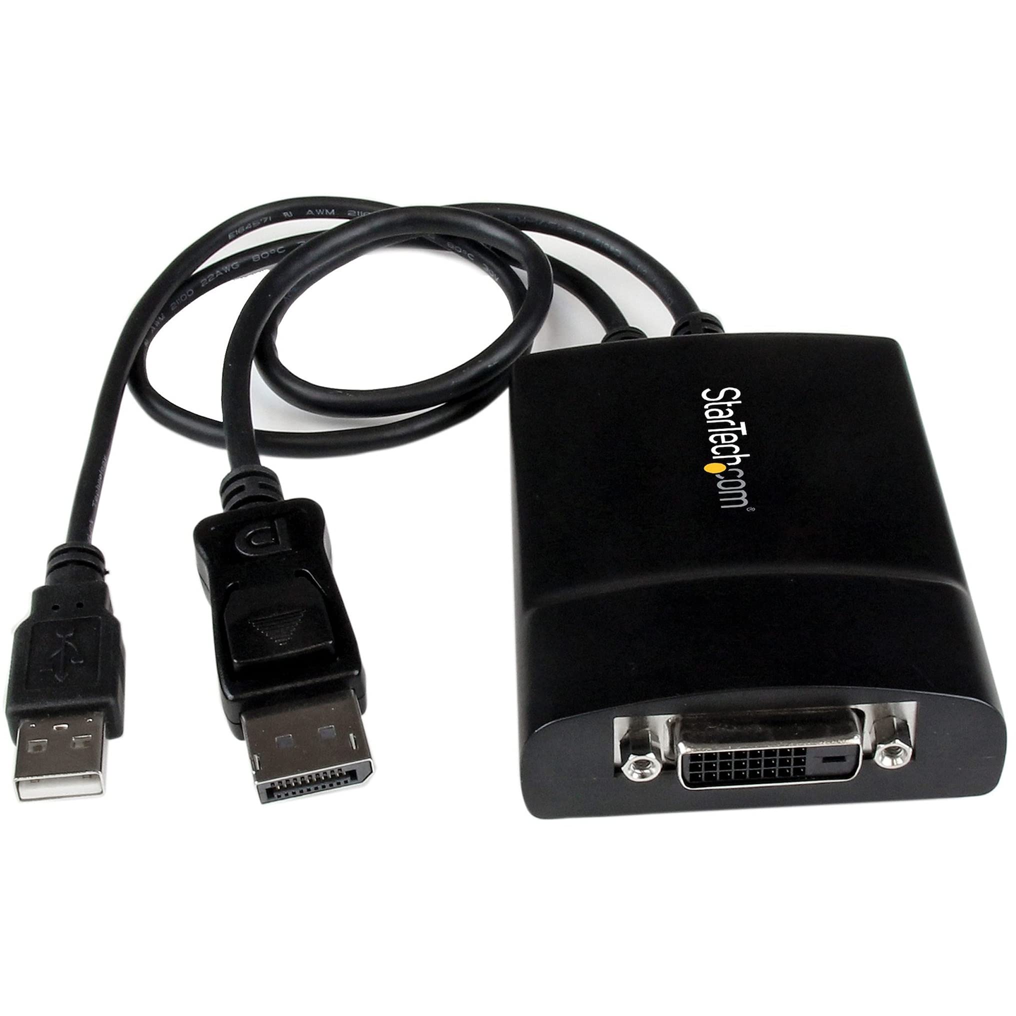 StarTech.com DisplayPort to DVI Dual Link Active Adapter - DisplayPort to DVI-D Adapter Video Converter 2560x1600 60Hz - DP 1.2 to DVI Monitor - USB Powered - Latching DP Connector (DP2DVID2
