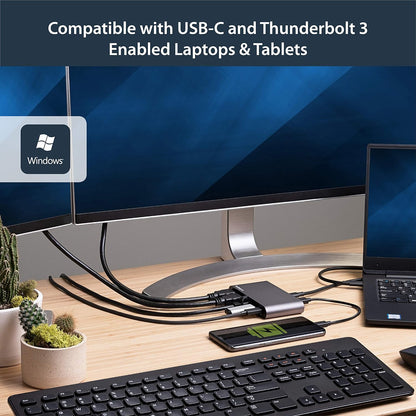 StarTech.com USB C Dock - 4K Dual Monitor HDMI Display - Mini Laptop Docking Station - 100W Power Delivery Passthrough - GbE, 2-Port USB-A Hub - USB Type-C Multiport Adapter - 3.3' Cable (DK30C2HAGPD