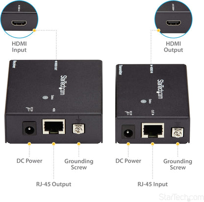 StarTech.com HDMI over CAT5/CAT6 Ethernet Extender with HDBaseT - 4K@115ft, 1080p@230ft - HDMI Video Transmitter and Receiver Kit w/ POC (ST121HDBTE