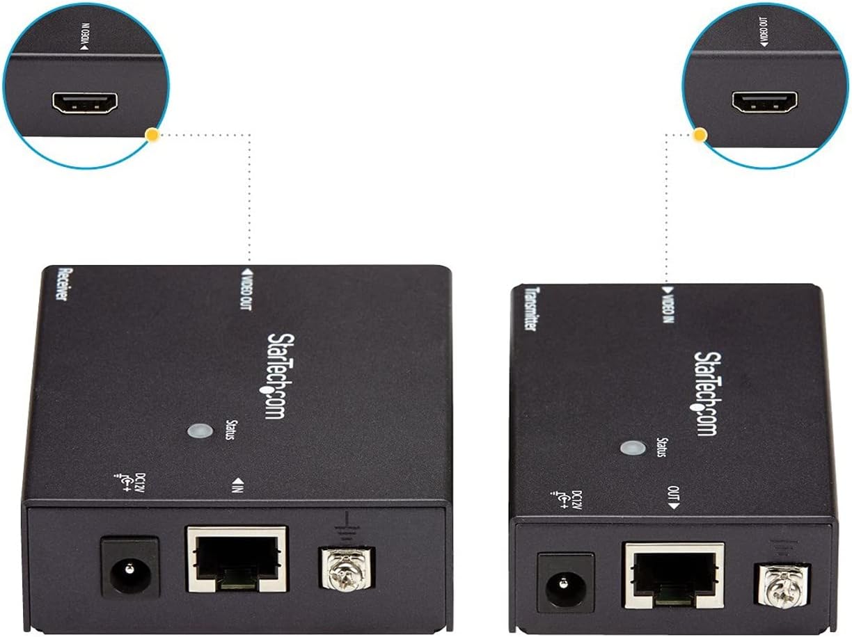 StarTech.com HDMI over CAT5/CAT6 Ethernet Extender with HDBaseT - 4K@115ft, 1080p@230ft - HDMI Video Transmitter and Receiver Kit w/ POC (ST121HDBTE