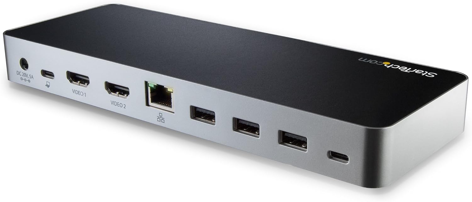 StarTech.com Dual Monitor USB C Docking Station with 60W Power Delivery for Windows Laptops - USB C to HDMI / DVI Dock - USB 3.1 Gen 1 Type C Dock w/ Charging - Thunderbolt 3 Compatible (MST30C2HHPDU