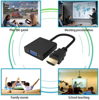 Manhattan HDMI to VGA Converter cable, 1080p, 30cm, Male to Female, Micro-USB Power Input Port for additional power if needed, Black, Three Year Warranty, Polybag