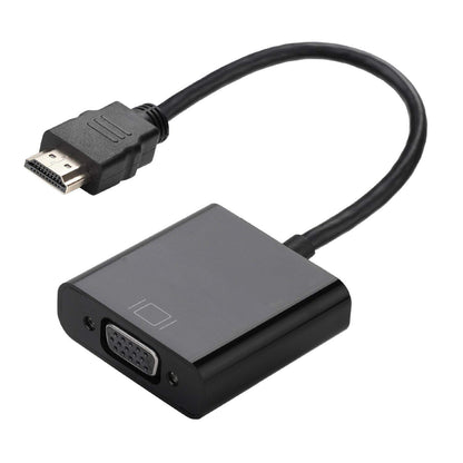 Manhattan HDMI to VGA Converter cable, 1080p, 30cm, Male to Female, Micro-USB Power Input Port for additional power if needed, Black, Three Year Warranty, Polybag