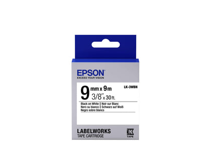 Epson LK-3WBN (9m) 9mm Label Cartridge Standard (Black/White