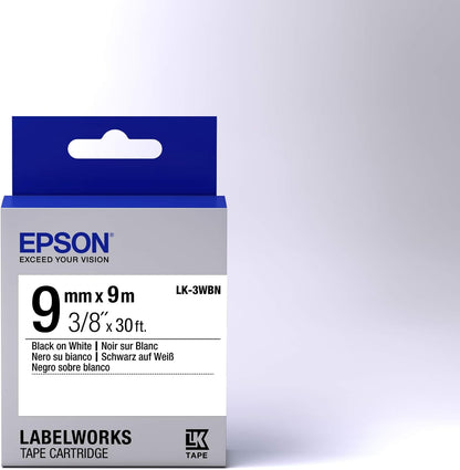 Epson LK-3WBN (9m) 9mm Label Cartridge Standard (Black/White