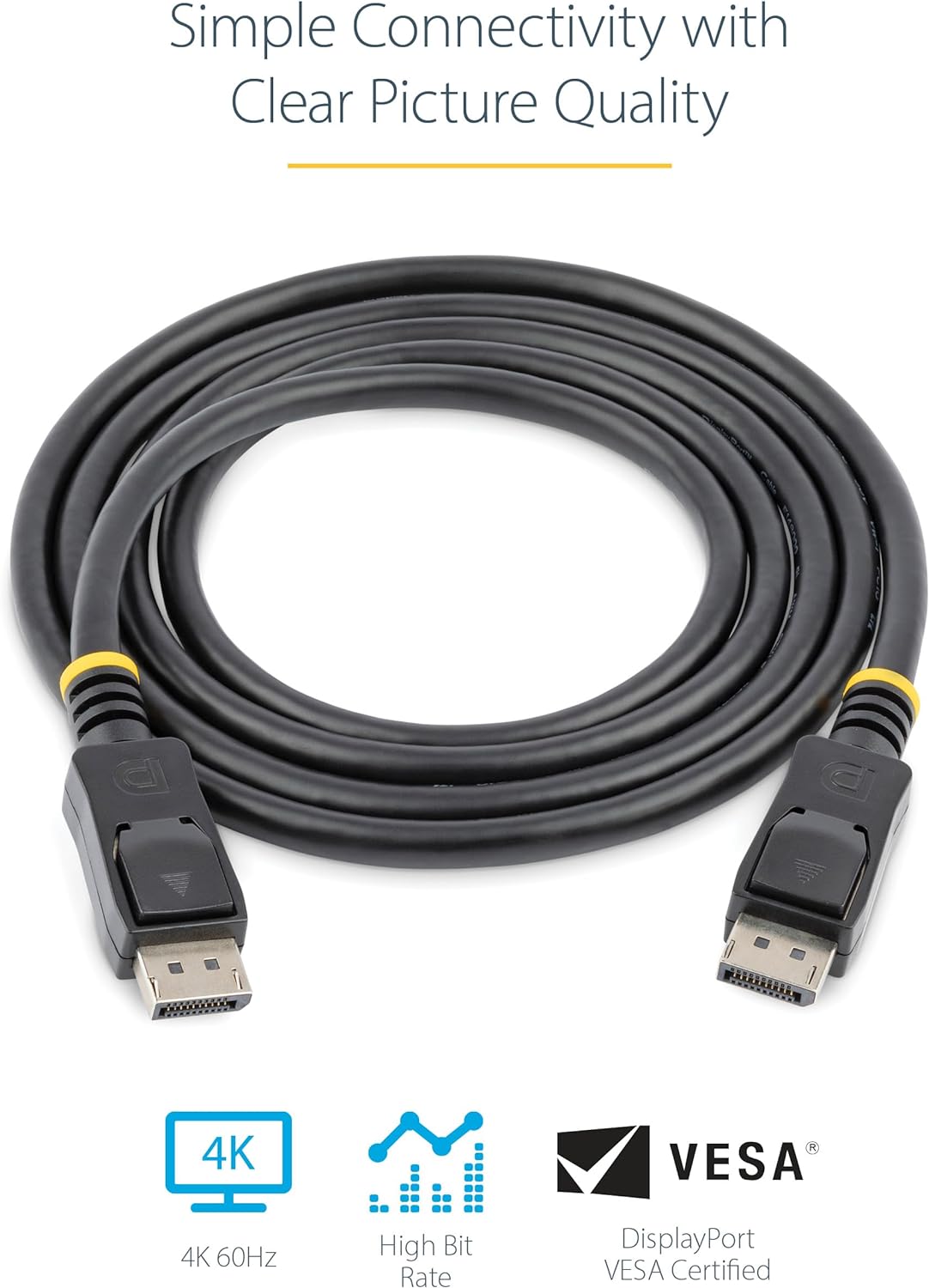 StarTech.com 2m (6ft) DisplayPort 1.2 Cable - 4K x 2K Ultra HD VESA Certified DisplayPort Cable - DP to DP Cable for Monitor - DP Video/Display Cord - Latching DP Connectors (DISPL2M