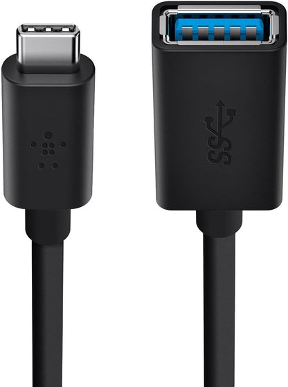 Belkin USB 3.0 USB-C to USB-A Adapter (USB-IF Certified, 5 Gbps, Compatible with MacBook, MacBook Pro), Black
