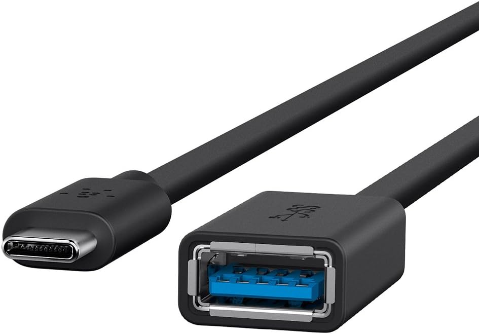 Belkin USB 3.0 USB-C to USB-A Adapter (USB-IF Certified, 5 Gbps, Compatible with MacBook, MacBook Pro), Black