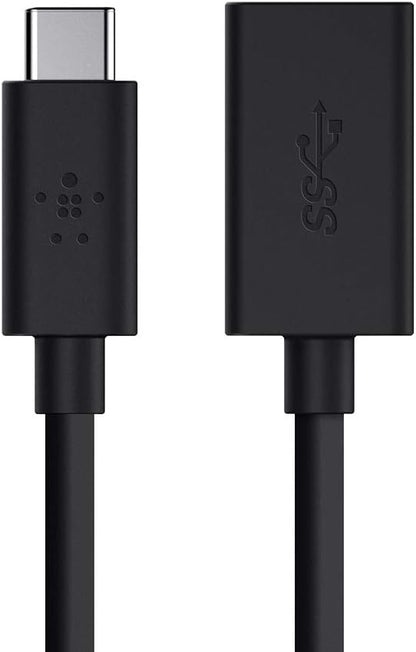 Belkin USB 3.0 USB-C to USB-A Adapter (USB-IF Certified, 5 Gbps, Compatible with MacBook, MacBook Pro), Black