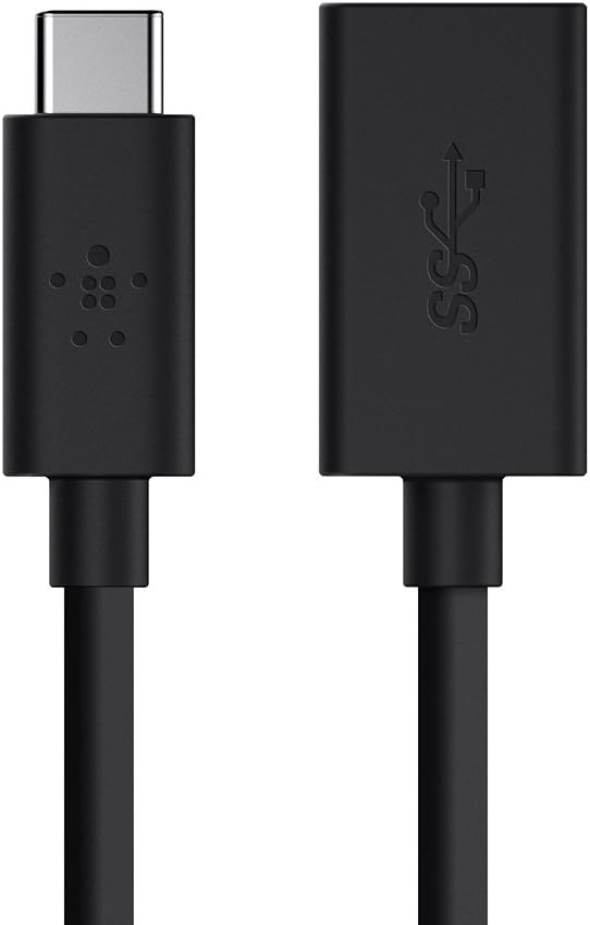 Belkin USB 3.0 USB-C to USB-A Adapter (USB-IF Certified, 5 Gbps, Compatible with MacBook, MacBook Pro), Black