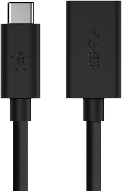 Belkin USB 3.0 USB-C to USB-A Adapter (USB-IF Certified, 5 Gbps, Compatible with MacBook, MacBook Pro), Black