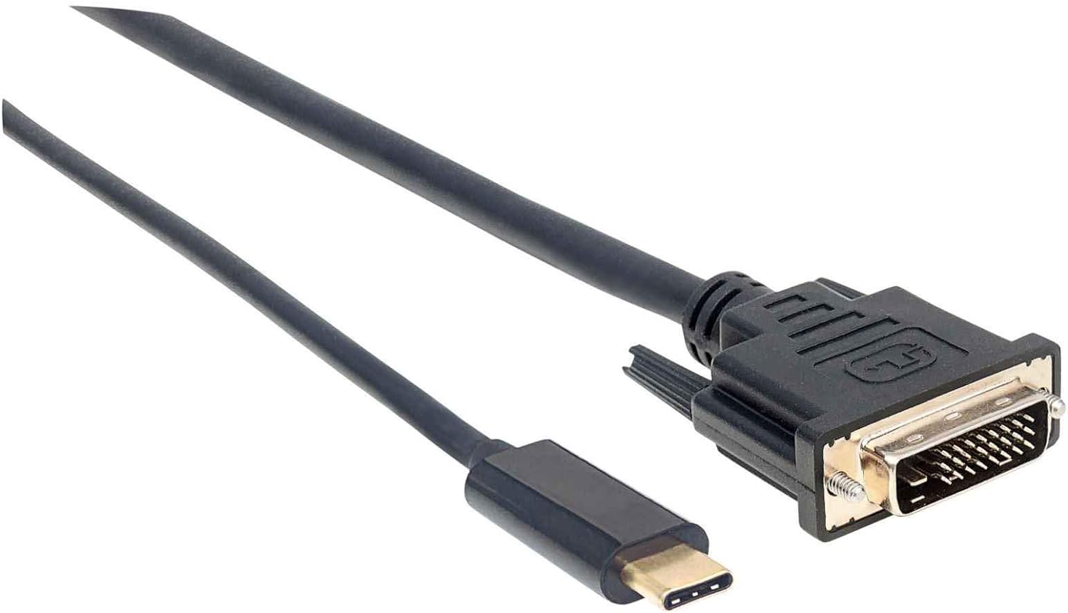 Manhattan USB-C to DVI-D Cable, 1080p@60Hz, 2m, Male to Female, Black, Compatible with DVD-D, Three Year Warranty, Polybag