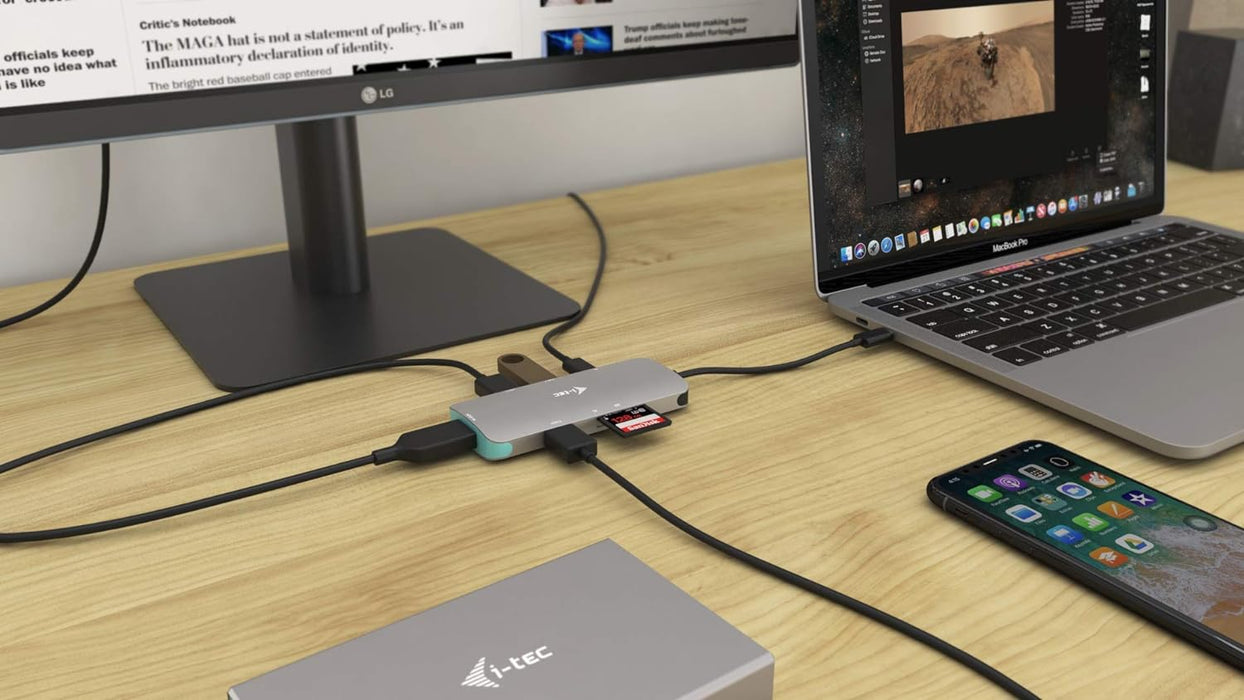 i-tec USB-C 4K Nano Docking Station Metallo 1x HDMI 3x USB 3.0 1x SD/MicroSD Power Delivery 100W per Windows MacOS Android ChromeOS