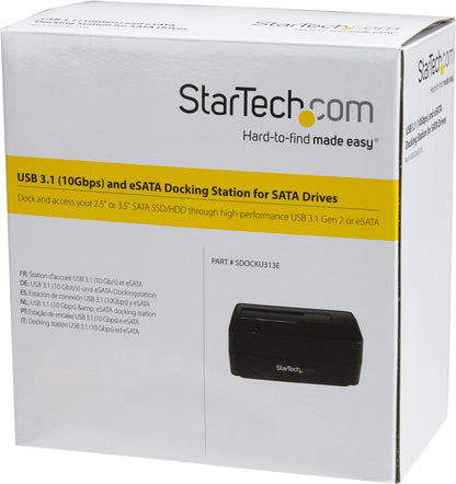 StarTech.com Single Bay USB 3.1 / eSATA to SATA Hard Drive Docking Station, USB 3.1 (10 Gbps) Hard Drive Dock, External 2.5/3.5" SATA III HDD/SSD Top-Loading Hard Drive Bay (SDOCKU313E