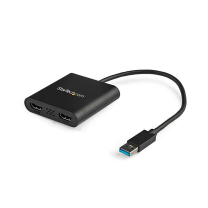 StarTech.com USB 3.0 to Dual HDMI Adapter - 1x 4K 30Hz & 1x 1080p - External Video & Graphics Card - USB Type-A to HDMI Dual Monitor Display Adapter - Supports Windows Only - Black (USB32HD2