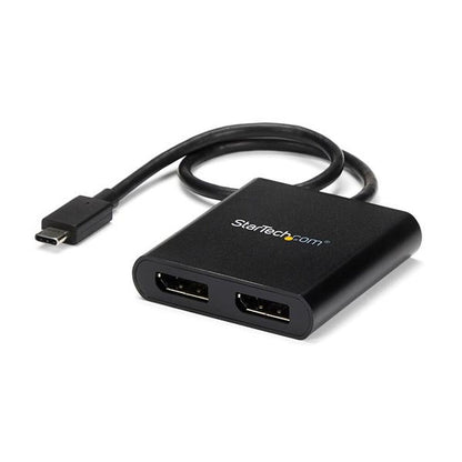 StarTech.com USB-C to Dual DisplayPort 1.2 Adapter, USB Type-C Multi-Monitor MST Hub, Dual 4K 30Hz/1080p 60Hz DP Laptop Display Extender / Splitter, Extra-Long Built-In Cable, Windows (MSTCDP122DP
