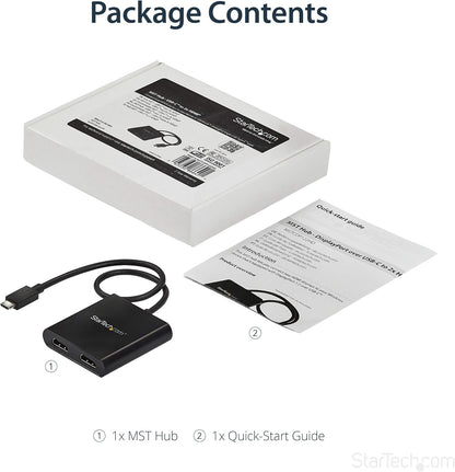 StarTech.com USB-C to Dual HDMI Adapter, USB Type-C Multi-Monitor MST Hub, Dual 4K 30Hz/1080p 60Hz HDMI Laptop Display Extender/Splitter, Extra-Long Built-In Cable, Windows Only (MSTCDP122HD