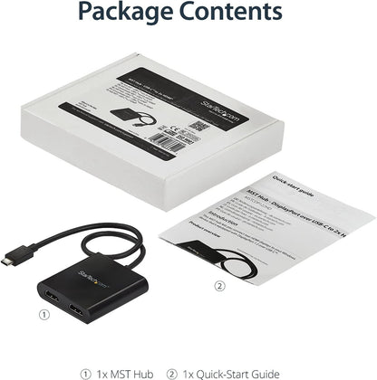 StarTech.com USB-C to Dual HDMI Adapter, USB Type-C Multi-Monitor MST Hub, Dual 4K 30Hz/1080p 60Hz HDMI Laptop Display Extender/Splitter, Extra-Long Built-In Cable, Windows Only (MSTCDP122HD