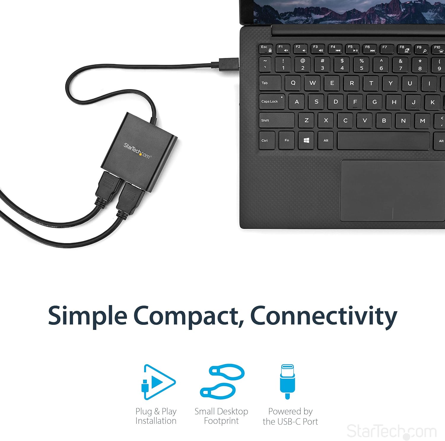 StarTech.com USB-C to Dual HDMI Adapter, USB Type-C Multi-Monitor MST Hub, Dual 4K 30Hz/1080p 60Hz HDMI Laptop Display Extender/Splitter, Extra-Long Built-In Cable, Windows Only (MSTCDP122HD