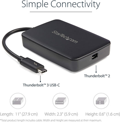 StarTech.com Thunderbolt 3 to Thunderbolt 2 Adapter (Non-Reversible) - TB3 Laptop to TB2 (20Gbps) or TB1 (10Gbps) Devices / Displays - Black - Windows/Mac (TBT3TBTADAP