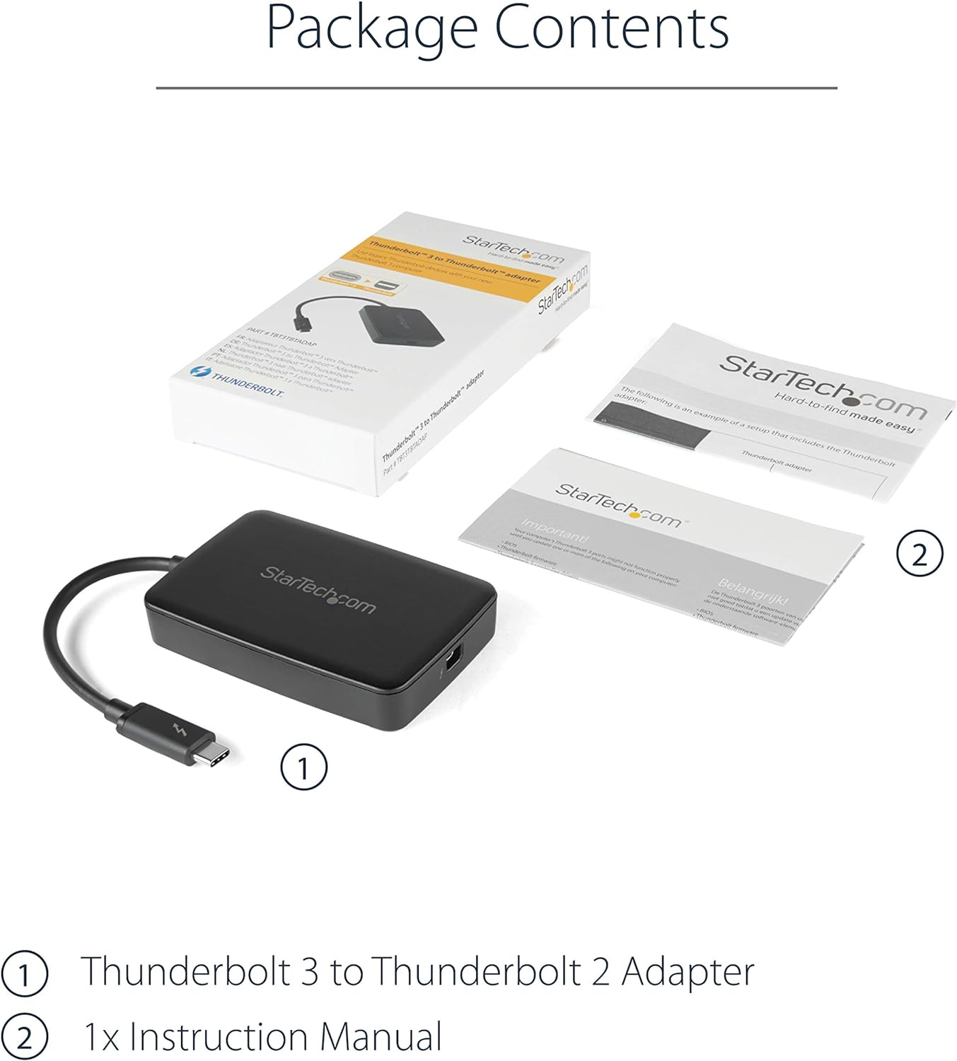 StarTech.com Thunderbolt 3 to Thunderbolt 2 Adapter (Non-Reversible) - TB3 Laptop to TB2 (20Gbps) or TB1 (10Gbps) Devices / Displays - Black - Windows/Mac (TBT3TBTADAP