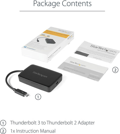 StarTech.com Thunderbolt 3 to Thunderbolt 2 Adapter (Non-Reversible) - TB3 Laptop to TB2 (20Gbps) or TB1 (10Gbps) Devices / Displays - Black - Windows/Mac (TBT3TBTADAP