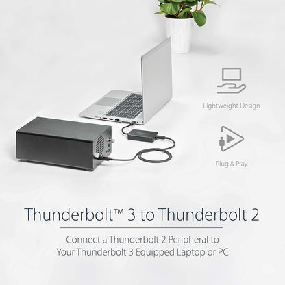 StarTech.com Thunderbolt 3 to Thunderbolt 2 Adapter (Non-Reversible) - TB3 Laptop to TB2 (20Gbps) or TB1 (10Gbps) Devices / Displays - Black - Windows/Mac (TBT3TBTADAP