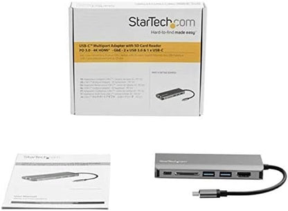 StarTech.com USB C Multiport Adapter - USB-C Travel Dock to 4K HDMI, 3x USB 3.0 Hub, SD/SDHC, GbE, 60W PD 3.0 Pass-Through - USB Type-C/Thunderbolt 3 - Upgraded Version of DKT30CSDHPD (DKT30CSDHPD3