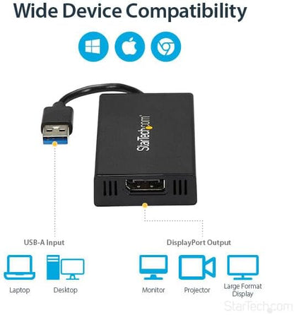 StarTech.com USB 3.0 to DisplayPort Adapter 4K Ultra HD, DisplayLink Certified, Video Converter w/ External Graphics Card - Mac & Windows (USB32DP4K