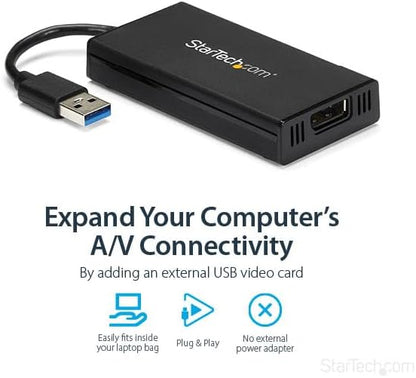 StarTech.com USB 3.0 to DisplayPort Adapter 4K Ultra HD, DisplayLink Certified, Video Converter w/ External Graphics Card - Mac & Windows (USB32DP4K