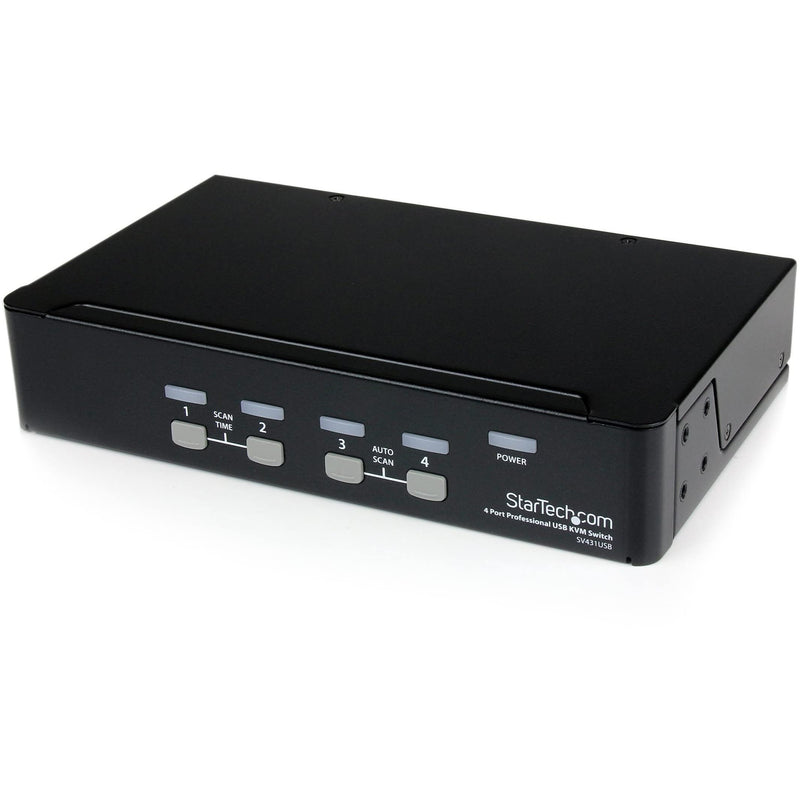 StarTech.com 4 Port Professional VGA USB KVM Switch with Hub - 1U Rack-mountable KVM Switch (SV431USB