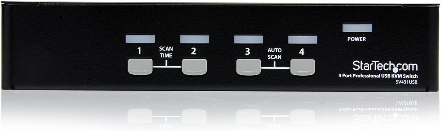 StarTech.com 4 Port Professional VGA USB KVM Switch with Hub - 1U Rack-mountable KVM Switch (SV431USB