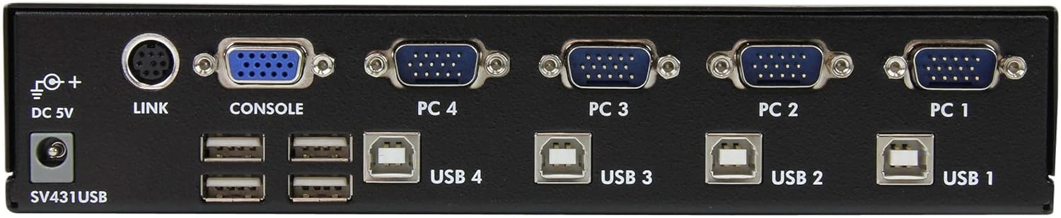 StarTech.com 4 Port Professional VGA USB KVM Switch with Hub - 1U Rack-mountable KVM Switch (SV431USB