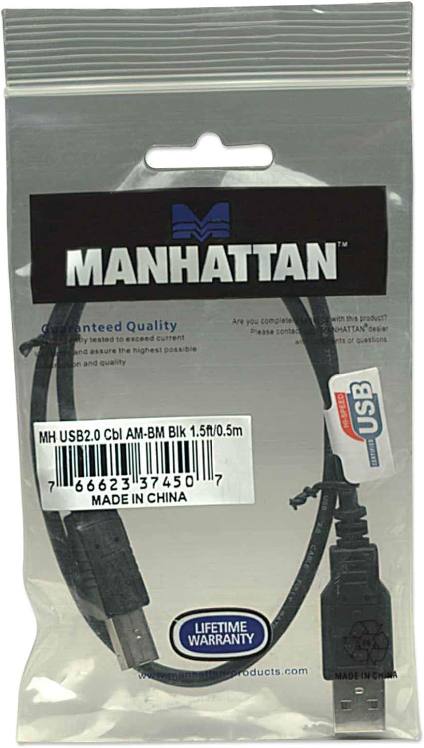 Manhattan Cable USB Negro Negro 0,5 m Schwarz