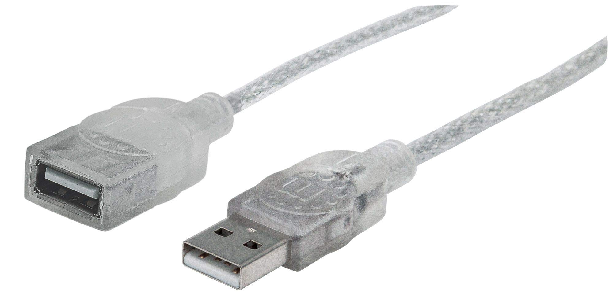 Manhattan 336314 Hi-Speed USB 2.0 Verlängerungskabel ( Typ A Stecker - Typ A Buchse ) 1,8 m silber