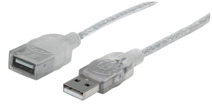 Manhattan 336314 Hi-Speed USB 2.0 Verlängerungskabel ( Typ A Stecker - Typ A Buchse ) 1,8 m silber