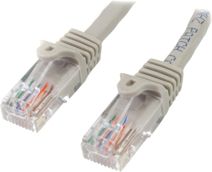 StarTech.com 2 m Gray Cat5e Snagless RJ45 UTP Patch Cable - 2m Patch Cord - Ethernet Patch Cable - RJ45 Male to Male Cat 5e Cable (45PAT2MGR
