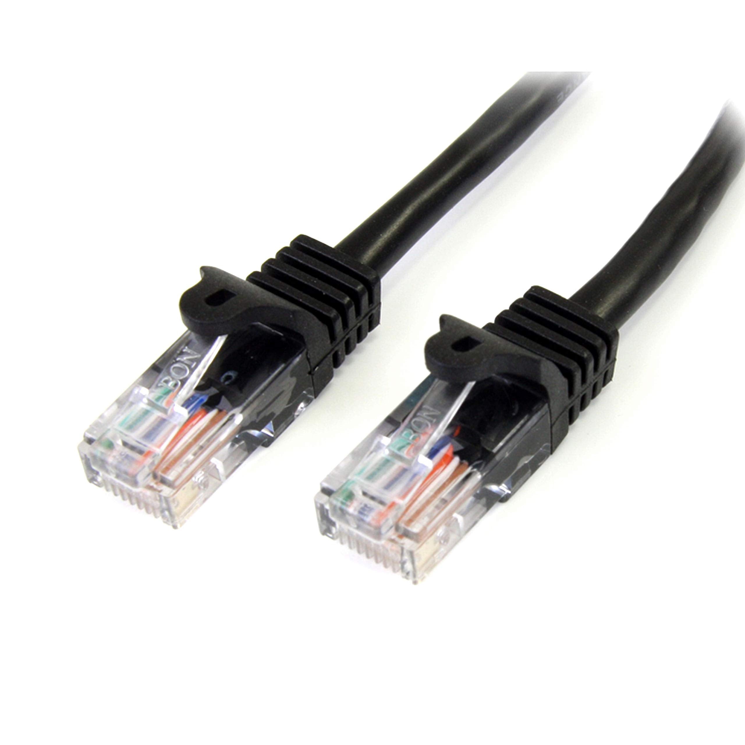 StarTech.com 2 m Black Cat5e Snagless RJ45 UTP Patch Cable - 2m Patch Cord - Ethernet Patch Cable - RJ45 Male to Male Cat 5e Cable (45PAT2MBK