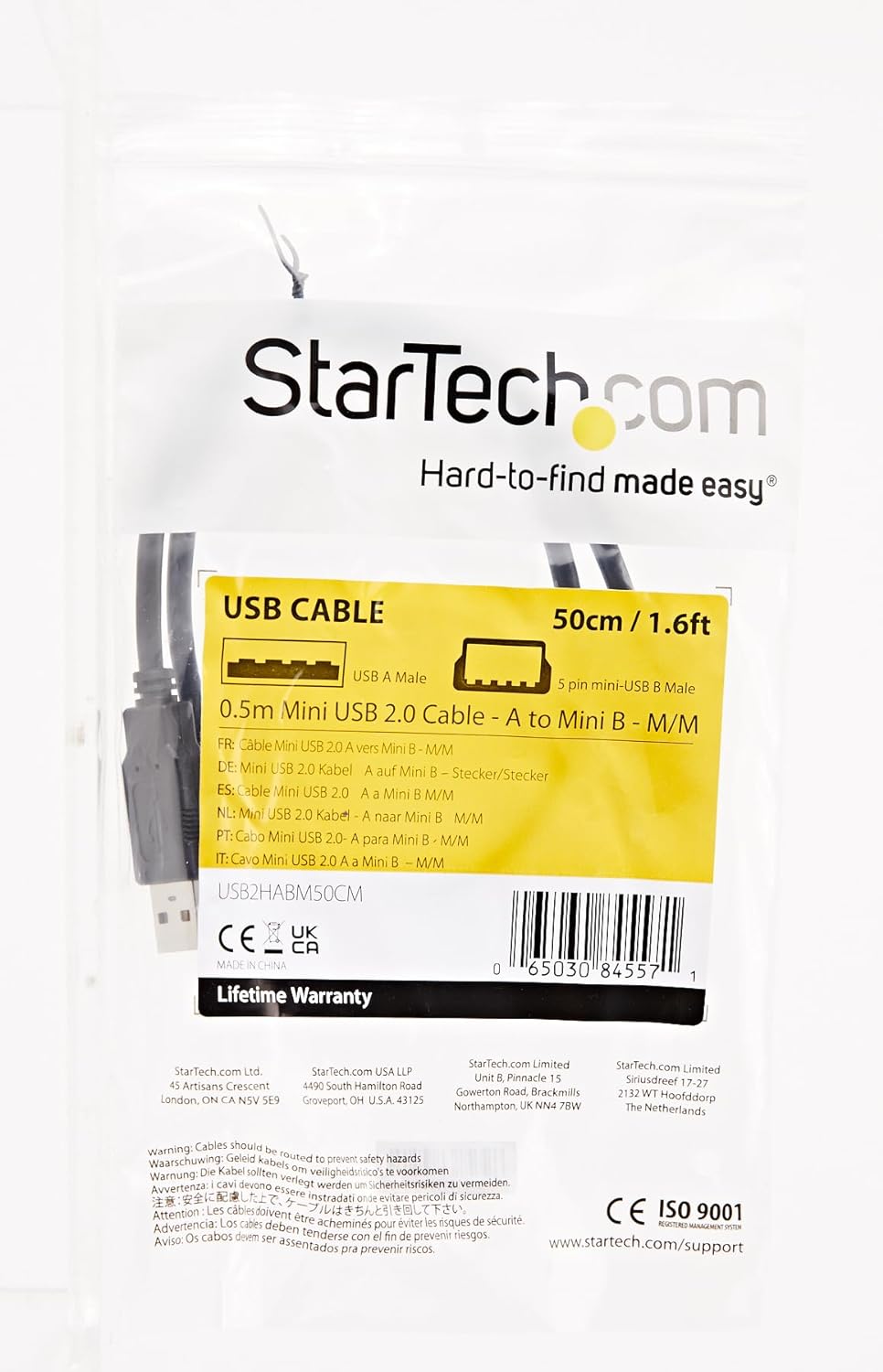 StarTech.com 0.5m Mini USB 2.0 Cable - A to Mini B - M/M (USB2HABM50CM