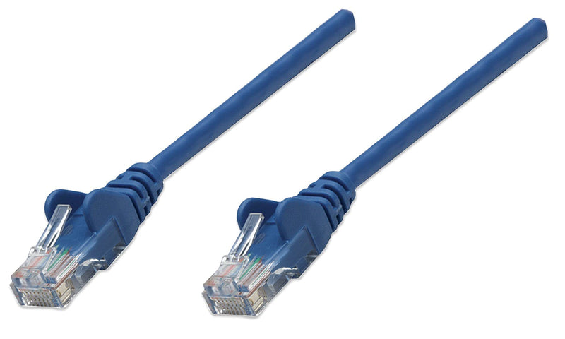 Intellinet - Cable de conexión de red, Cat5e; 0,25 m; CCA, U/UTP, de policloruro de vinilo, con contactos chapados en oro, sin enganches azul azul 10 m