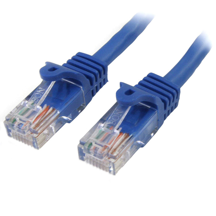 StarTech.com 3 m Blue Cat5e Snagless RJ45 UTP Patch Cable - 3m Patch Cord - Ethernet Patch Cable - RJ45 Male to Male Cat 5e Cable (45PAT3MBL
