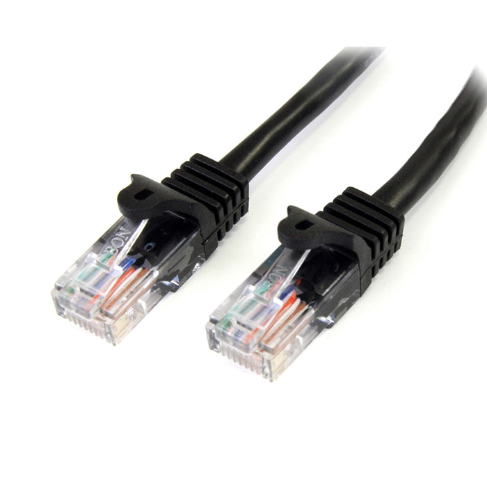 StarTech.com 3 m Black Cat5e Snagless RJ45 UTP Patch Cable - 3m Patch Cord - Ethernet Patch Cable - RJ45 Male to Male Cat 5e Cable (45PAT3MBK